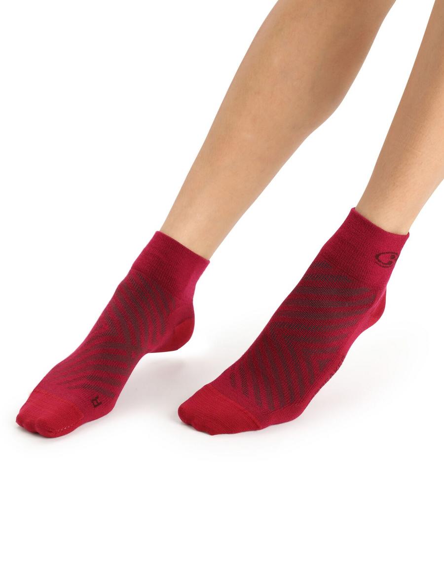 Cherry / Espresso Women's Icebreaker Merino Run+ Ultralight Mini Socks | USA 1410PJJQ